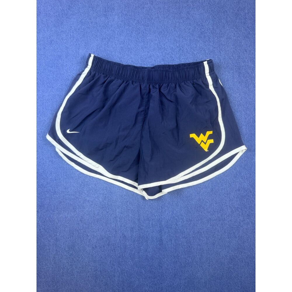 Nike West Virginia WVU Women’s L Dri-FIT Running Shorts Navy Gold NCAA